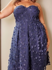Chi Chi London Purple Curve Bandeau 3D Floral Midi Dress - Image 5 of 5