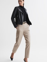 Reiss Neutral Violet Petite Mid Rise Cargo Trousers - Image 1 of 6