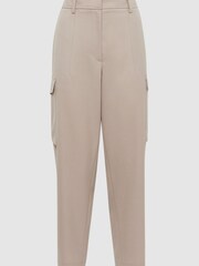 Reiss Neutral Violet Petite Mid Rise Cargo Trousers - Image 2 of 6