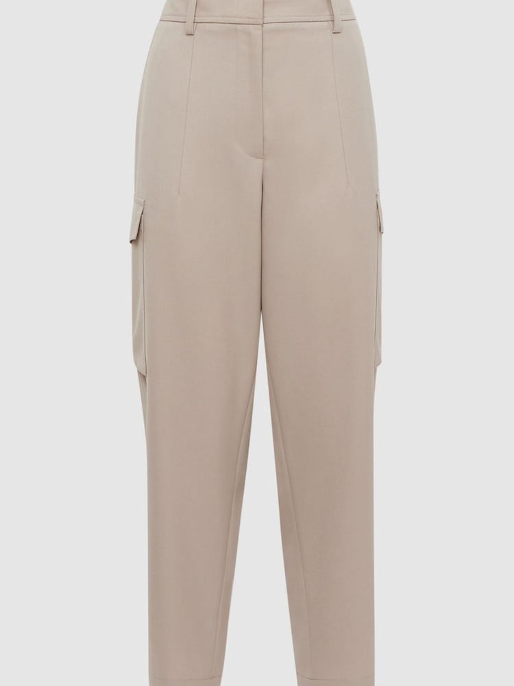 Reiss Neutral Violet Petite Mid Rise Cargo Trousers - Image 2 of 6