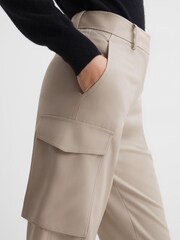 Reiss Neutral Violet Petite Mid Rise Cargo Trousers - Image 4 of 6