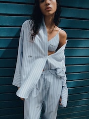 Mango Blue Stripe Embellished Shirt - Image 1 of 7