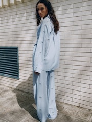 Mango Blue Stripe Embellished Shirt - Image 3 of 7