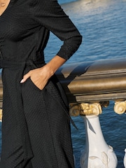 Sosandar Black Textured Balloon Leg Jumpsuit - Image 4 of 5