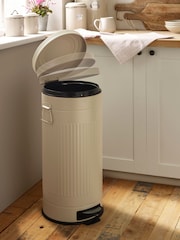 Cream 30L Vintage Ribbed Soft Close Bin - Image 2 of 5
