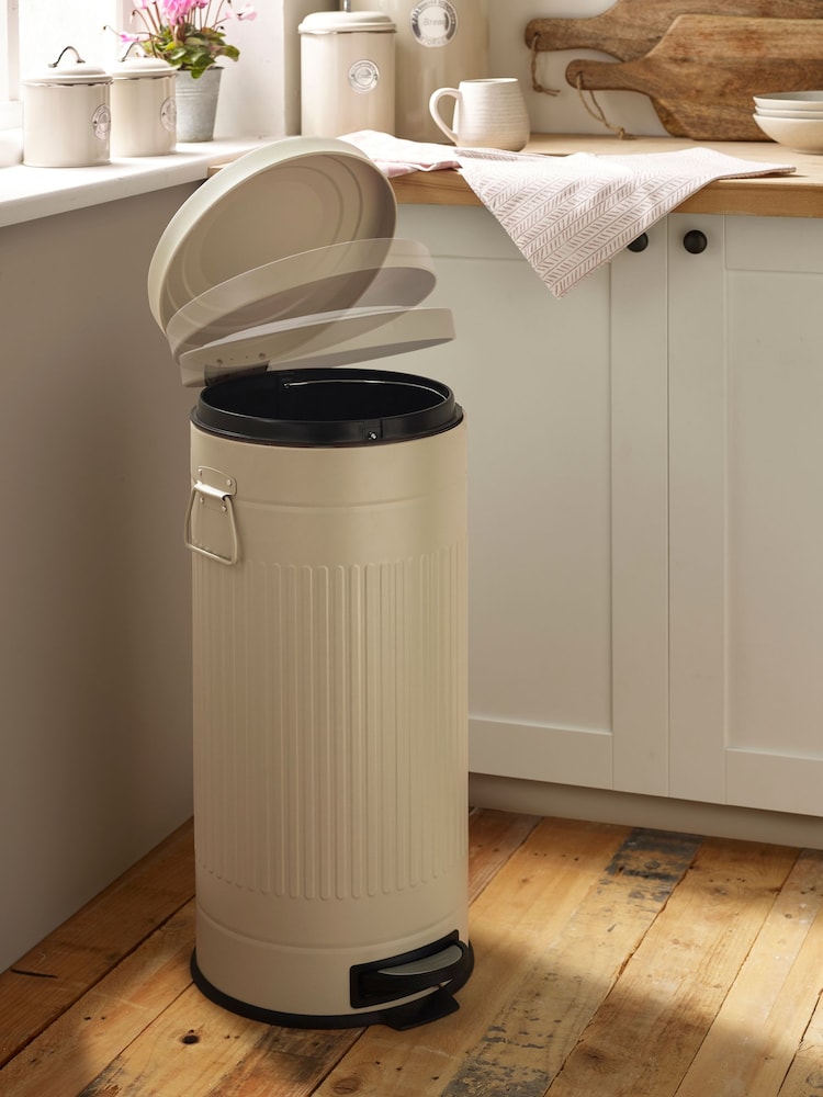 Cream 30L Vintage Ribbed Soft Close Bin - Image 2 of 5