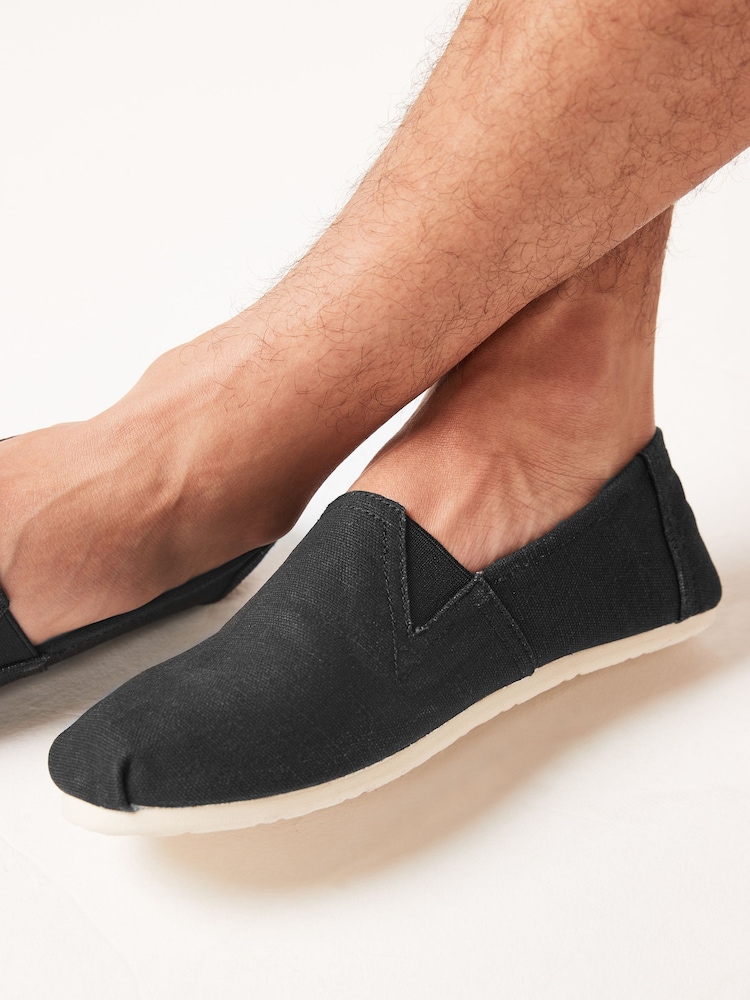 Black Canvas Slip-On Shoes - Image 1 of 7