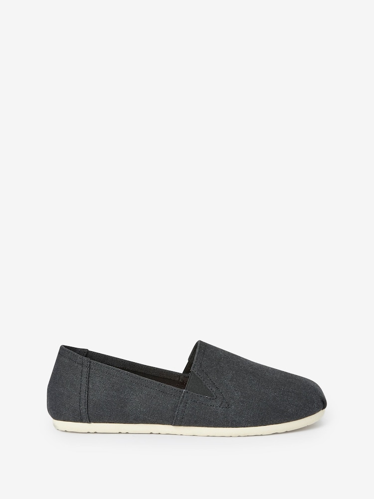 Black Canvas Slip-On Shoes - Image 2 of 7