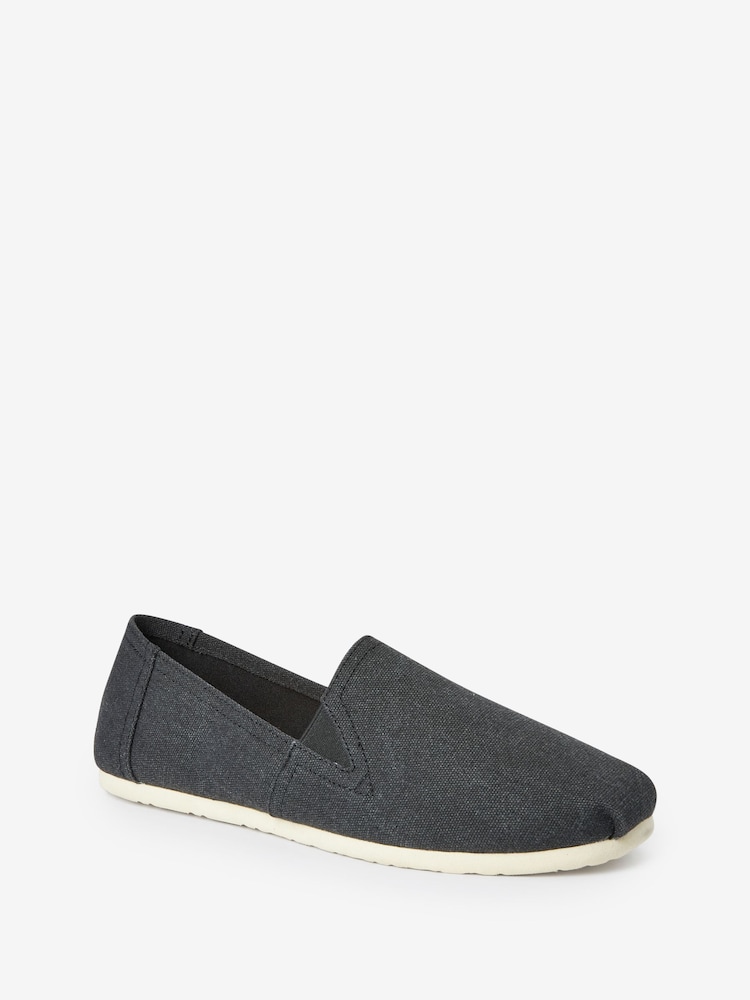 Black Canvas Slip-On Shoes - Image 3 of 7