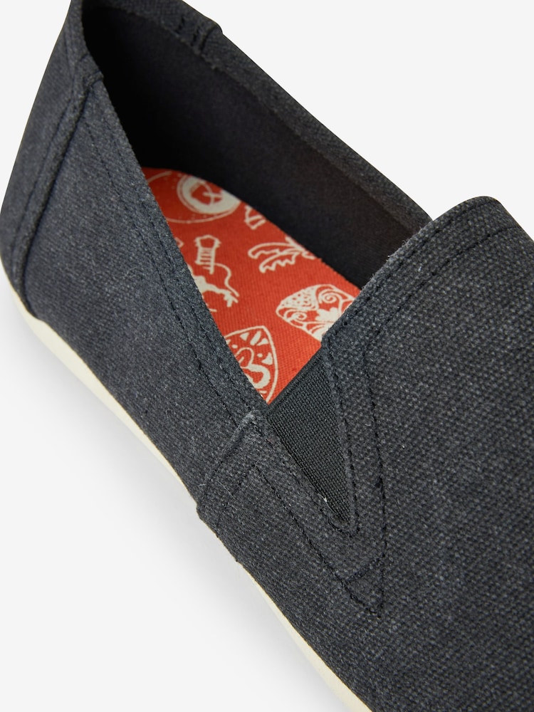 Black Canvas Slip-On Shoes - Image 5 of 7