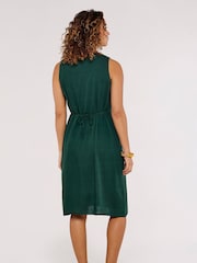 Apricot Green X-Over Pleated Linen Mix Dress - Image 2 of 4