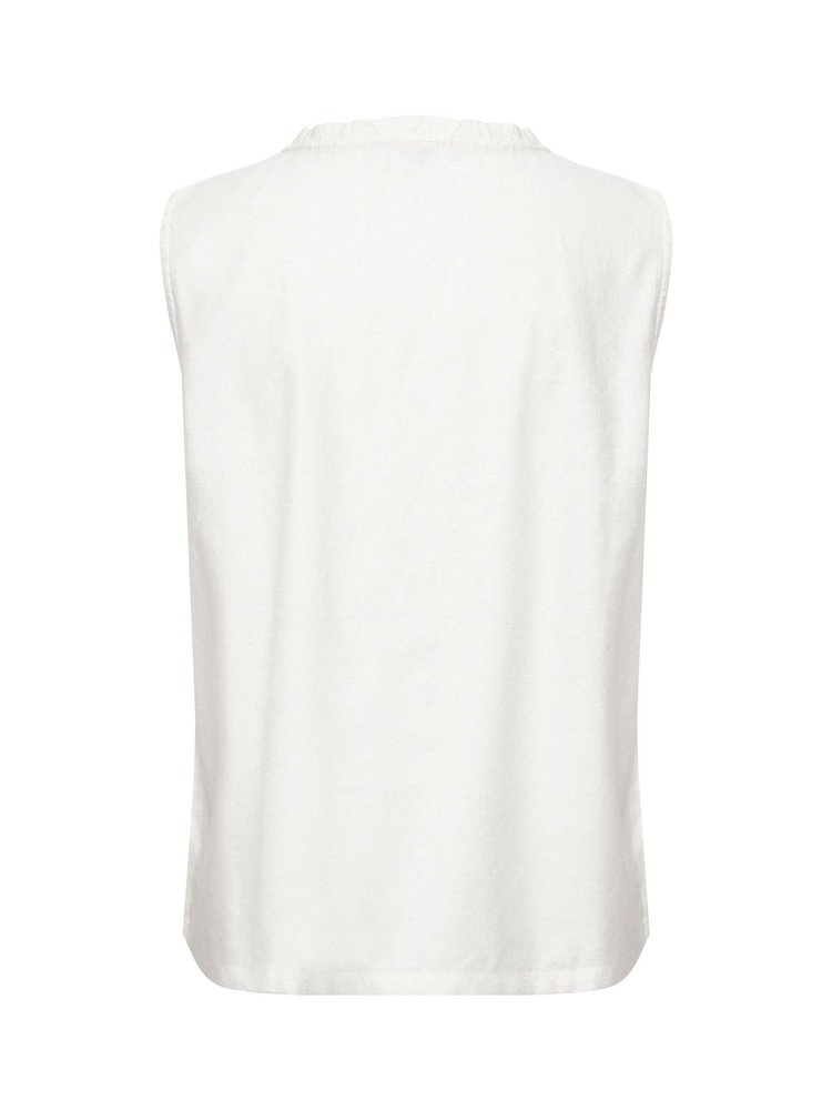 Cream Liselin Sleeveless V-Notch Neck White Blouse - Image 6 of 6