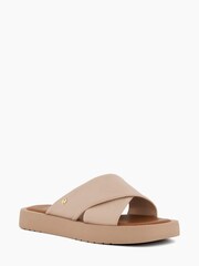Dune London Nude Liquor Cross Strap Flat Sandals - Image 2 of 5