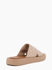 Dune London Nude Liquor Cross Strap Flat Sandals - Image 3 of 5