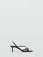 Mango Black Strappy Heeled Sandals - Image 1 of 4
