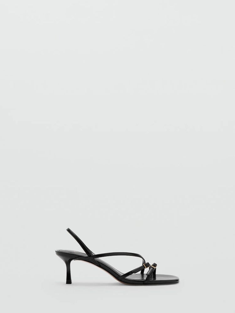 Mango Black Strappy Heeled Sandals - Image 1 of 4 Mango Black Strappy Heeled Sandals - Image 1 of 4
