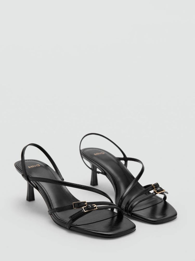 Mango Black Strappy Heeled Sandals - Image 2 of 4 Mango Black Strappy Heeled Sandals - Image 2 of 4