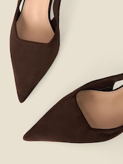 Sosandar Brown Faux Suede Kitten Heel Slingback Court Shoes - Image 4 of 4