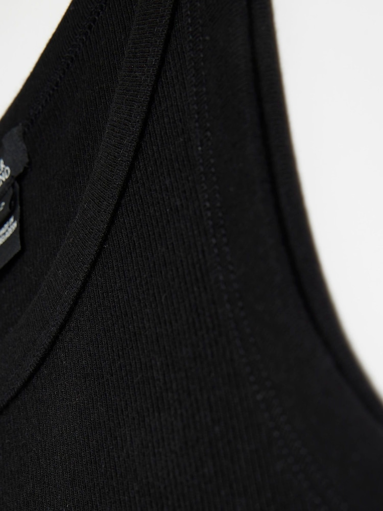 River Island Black 100% Cotton Racer Vest - Image 6 of 6