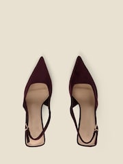 Sosandar Red Faux Suede Kitten Heel Slingback Court Shoes - Image 3 of 3