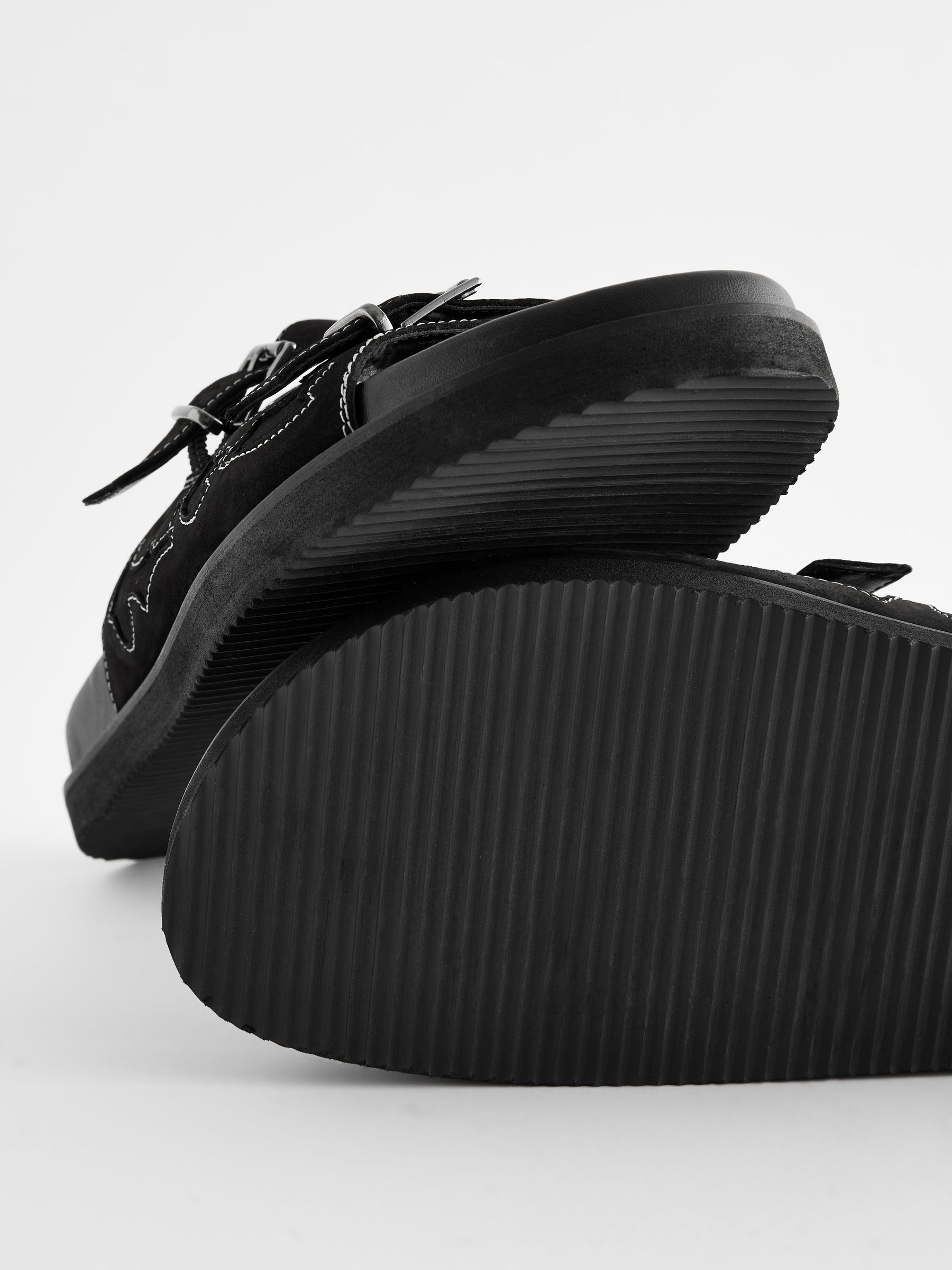 Buy Black Leather Western Footbed Sandals from Next Luxembourg