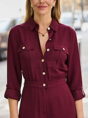 Sosandar Red Button Front Jumpsuit - Image 4 of 5