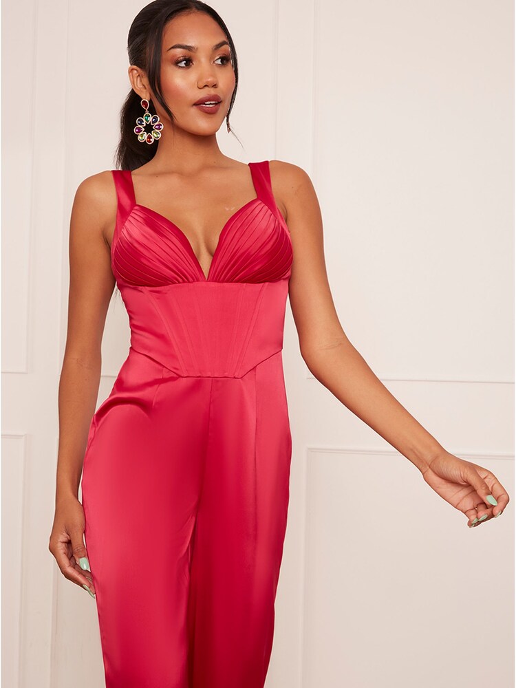 Chi Chi London Red Corset Style Jumpsuit - Image 3 of 3 Chi Chi London Red Corset Style Jumpsuit - Image 3 of 3