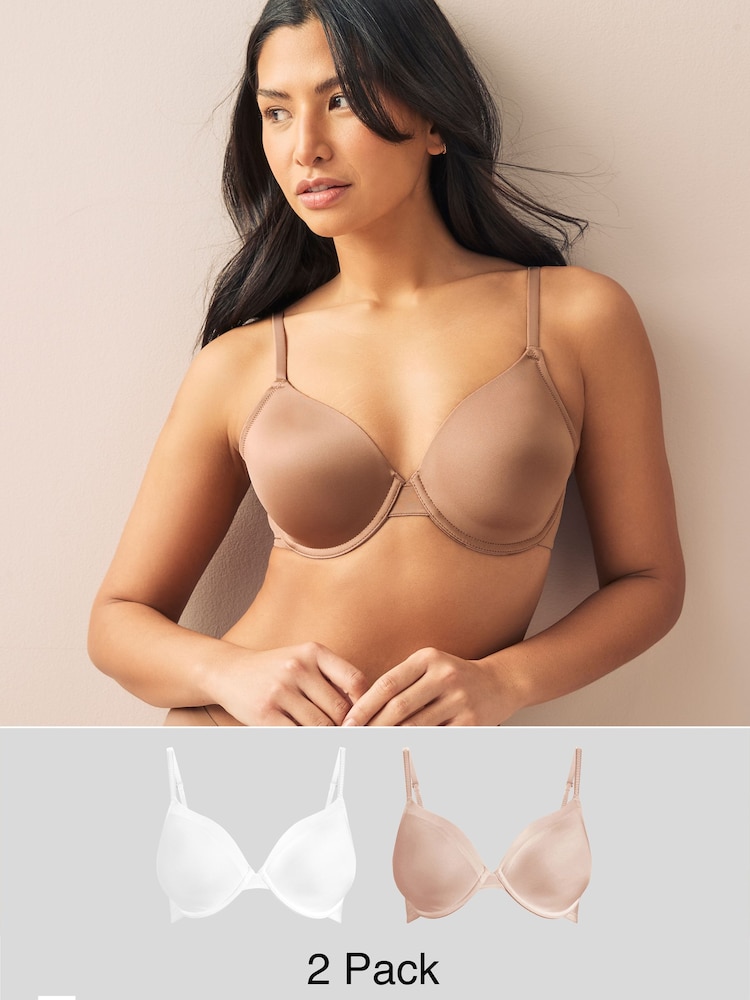 Praline Nude/White 2 Pack Light Pad Full Cup Smoothing Ultimate Comfort T-Shirt Bra A-E - Image 1 of 12