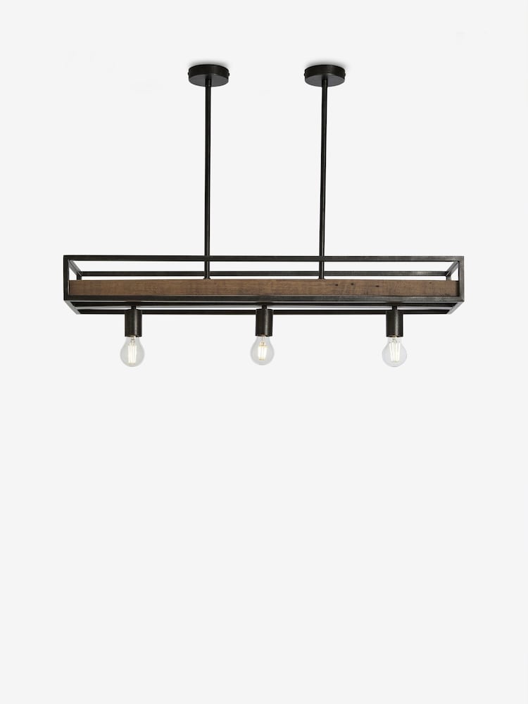 Brown Bronx Shelf Linear 3 Light Pendant Ceiling Light - Image 1 of 6