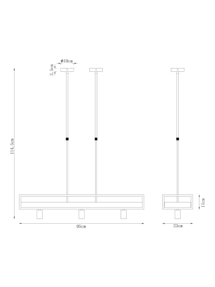 Brown Bronx Shelf Linear 3 Light Pendant Ceiling Light - Image 2 of 6