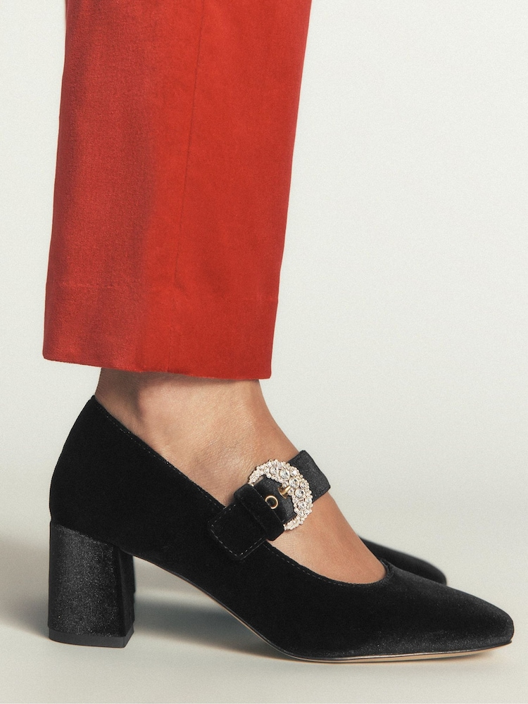 Boden Black Buckle Strap Block Heels - Image 1 of 5 Boden Black Buckle Strap Block Heels - Image 1 of 5