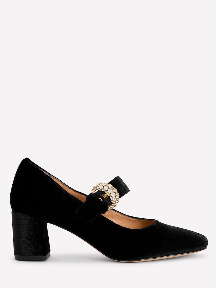 Boden Black Buckle Strap Block Heels - Image 2 of 5 Boden Black Buckle Strap Block Heels - Image 2 of 5