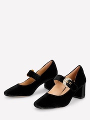 Boden Black Buckle Strap Block Heels - Image 3 of 5
