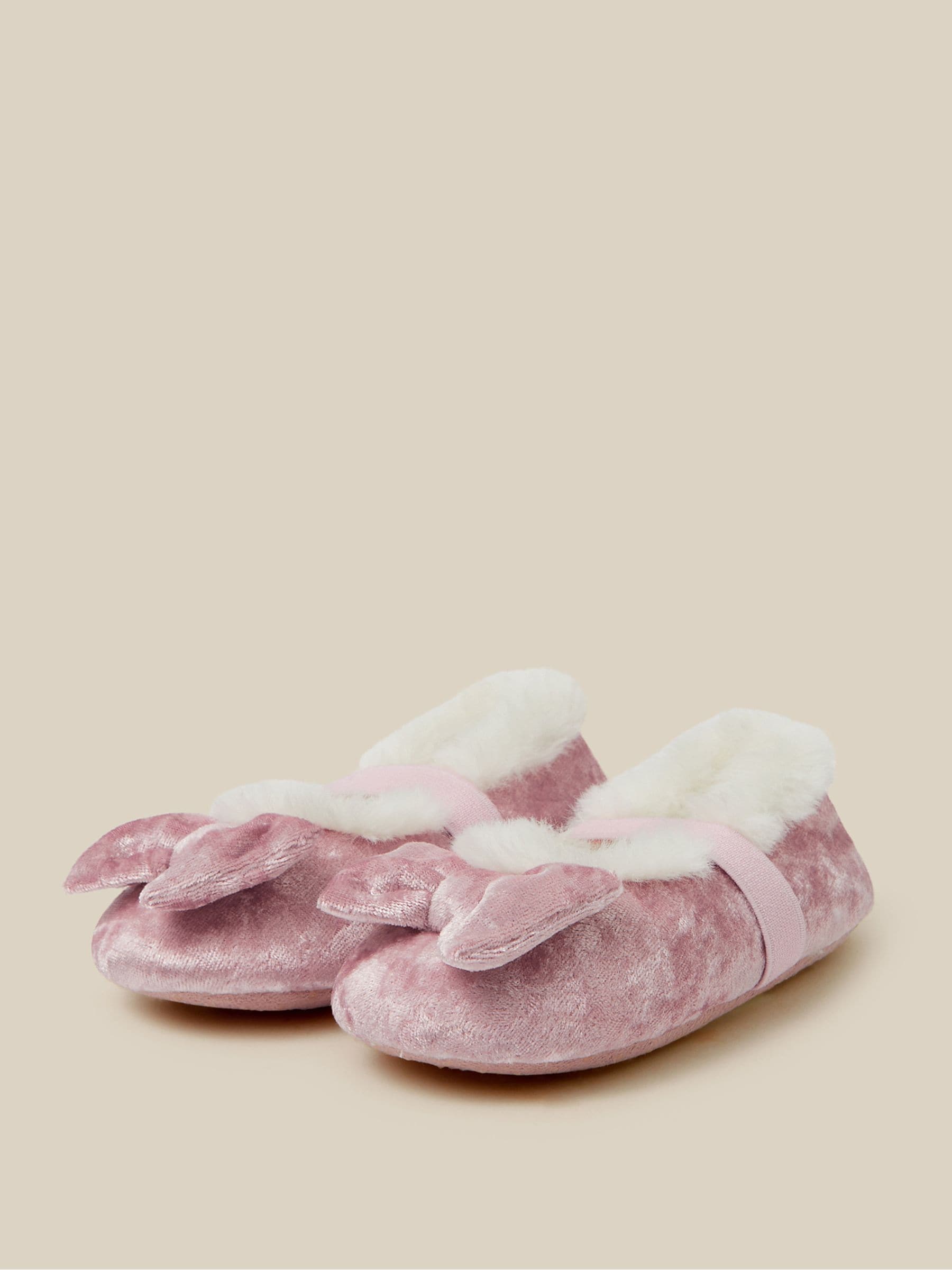 Monsoon Pink Faux Fur Lined Ballet Slippers view 1
