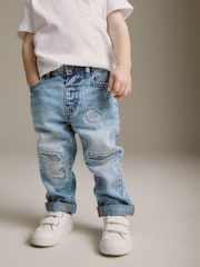 Light Blue Denim 100% Cotton Distressed Jeans (3mths-7yrs) - Image 1 of 8