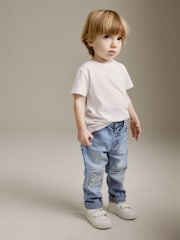 Light Blue Denim 100% Cotton Distressed Jeans (3mths-7yrs) - Image 2 of 8