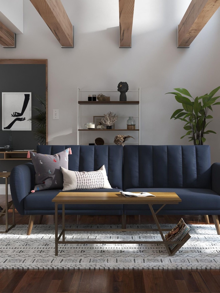 Novogratz Blue Brittany Linen Sofa Bed - Image 1 of 4