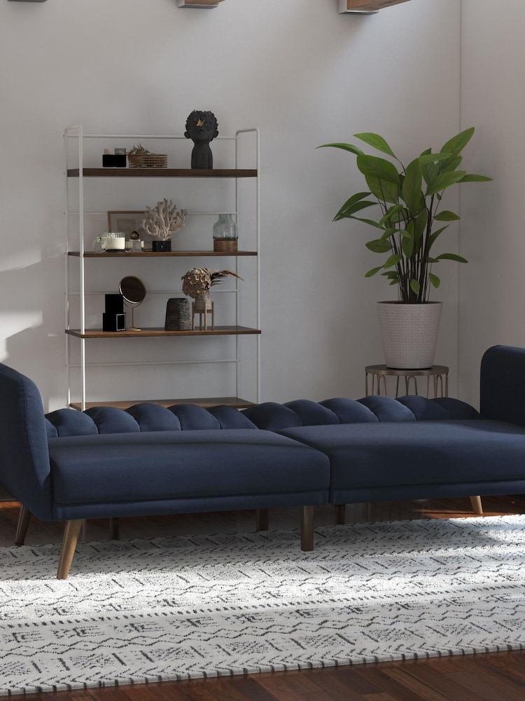 Novogratz Blue Brittany Linen Sofa Bed - Image 2 of 4