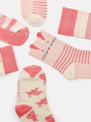 Joules Girls' Neat Feet Pink 3 Pack Socks - Image 2 of 3