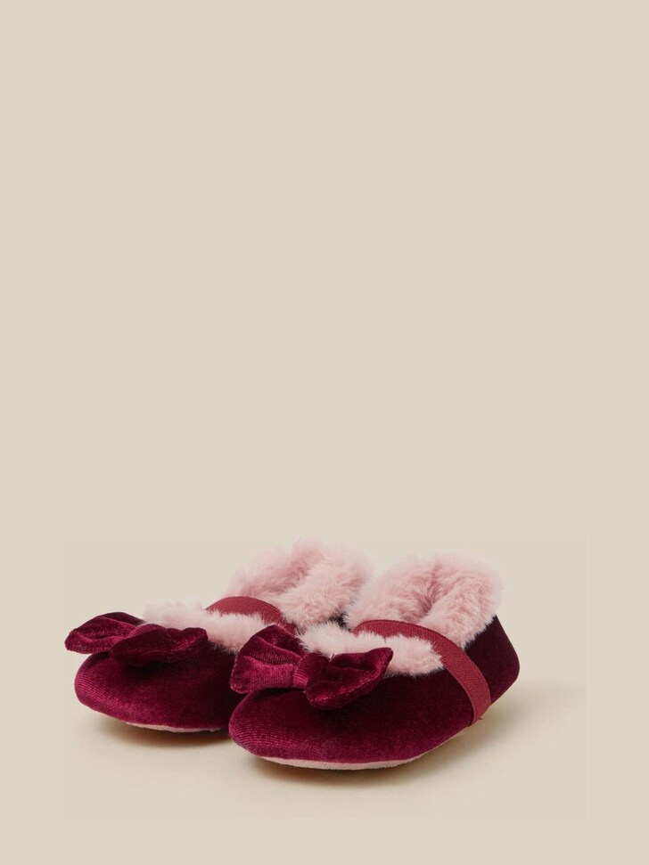 Monsoon Pink Faux Fur Lined Ballet Slippers