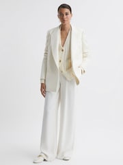 Reiss Neutral Annie Relaxed Wool Blend Cardigan - Image 3 of 5