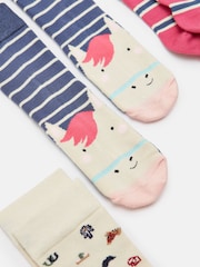 Joules Girls' Neat Feet Navy/Pink 3 Pack Socks - Image 3 of 3
