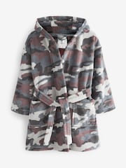 Neutral/Grey Camouflage Fleece Dressing Gown (3-16yrs) - Image 3 of 5