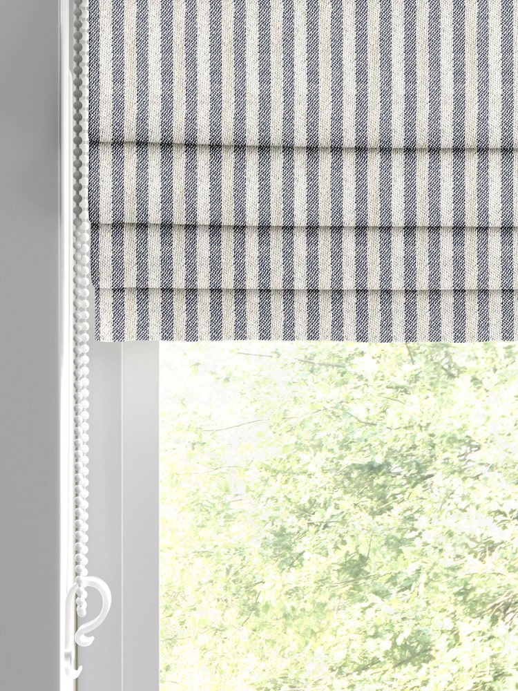 Emily Bond Indigo Blue Oscar Stripe Made to Measure Roman Blinds - Image 2 of 6