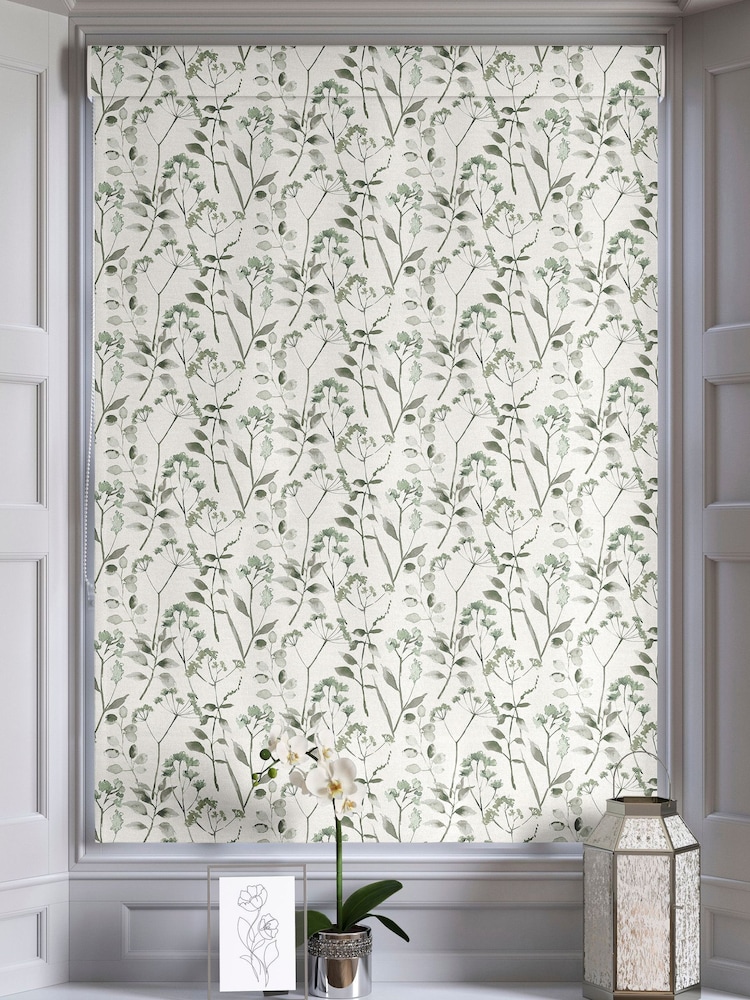 Sage Green Isla Floral Made To Measure 100% Cotton Roman Blinds - Image 1 of 3