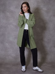 Threadbare Green Curve Ladies Rozanna Cable Detail Cardigan - Image 3 of 4