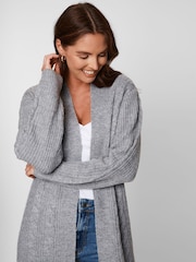 Threadbare Grey Curve Ladies Rozanna Cable Detail Cardigan - Image 4 of 5