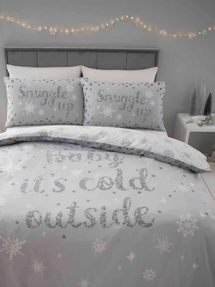 Catherine Lansfield Grey Baby It's Cold Outside Christmas Duvet Cover Set - Image 1 of 4