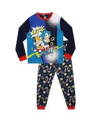 Character Blue Sonic Sonic The Hedgehog 100% Cotton Pyjamas - Image 1 of 6