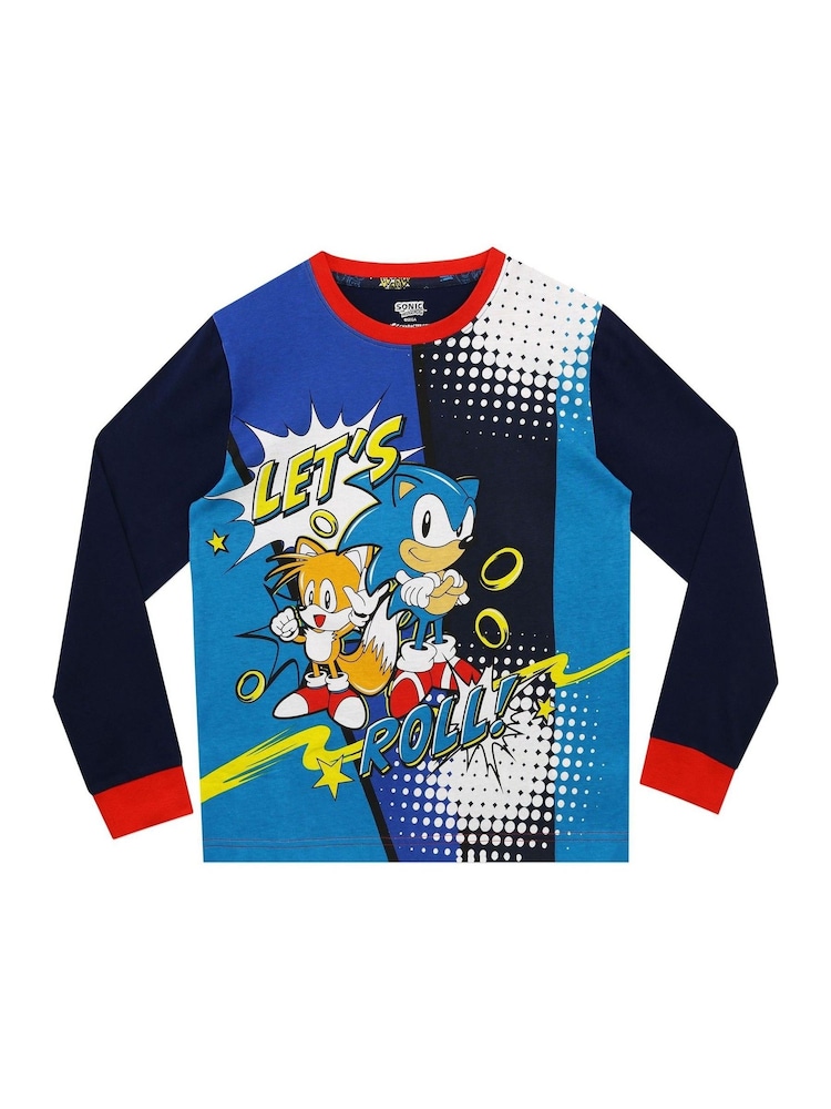 Character Blue Sonic Sonic The Hedgehog 100% Cotton Pyjamas - Image 2 of 6 Character Blue Sonic Sonic The Hedgehog 100% Cotton Pyjamas - Image 2 of 6